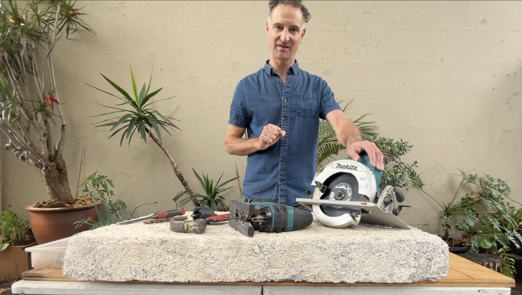 Hempcrete panel cutting & testing
