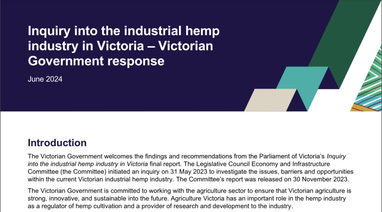 Victorian Hemp Industry Inquiry | Government response