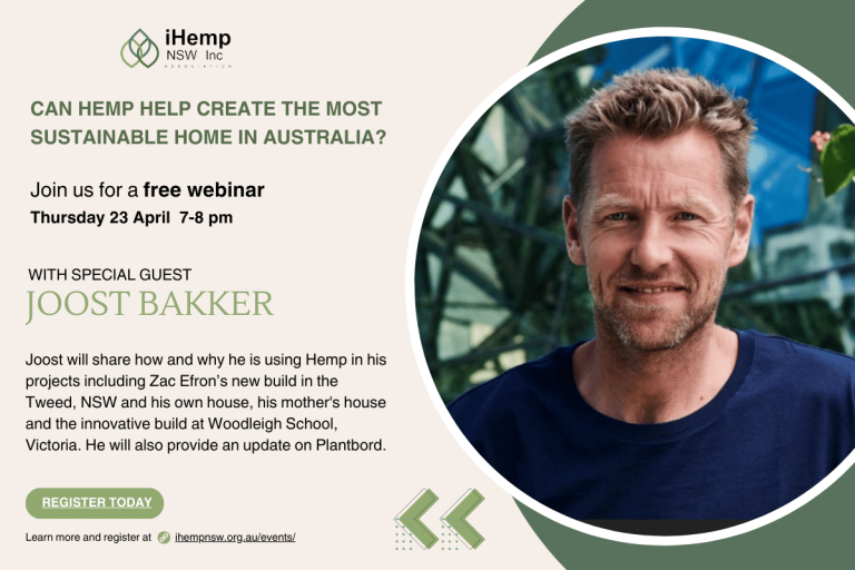 JJoost Bakker to Headline iHemp NSW Webinar on Regenerative Building with Hemp